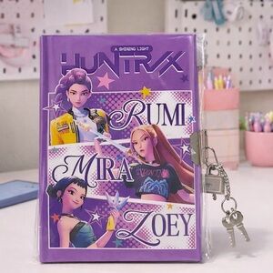 K-Pop Diary Journal With Lock & Keys – Huntrx Rumi Mira Zoey – Purple Notebook